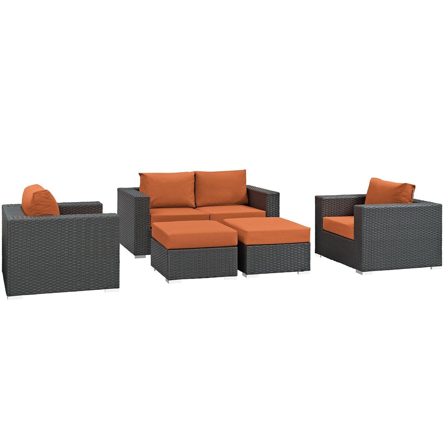 Modway Sojourn 5 Piece Outdoor Patio Sunbrella® Sectional Set FredCo