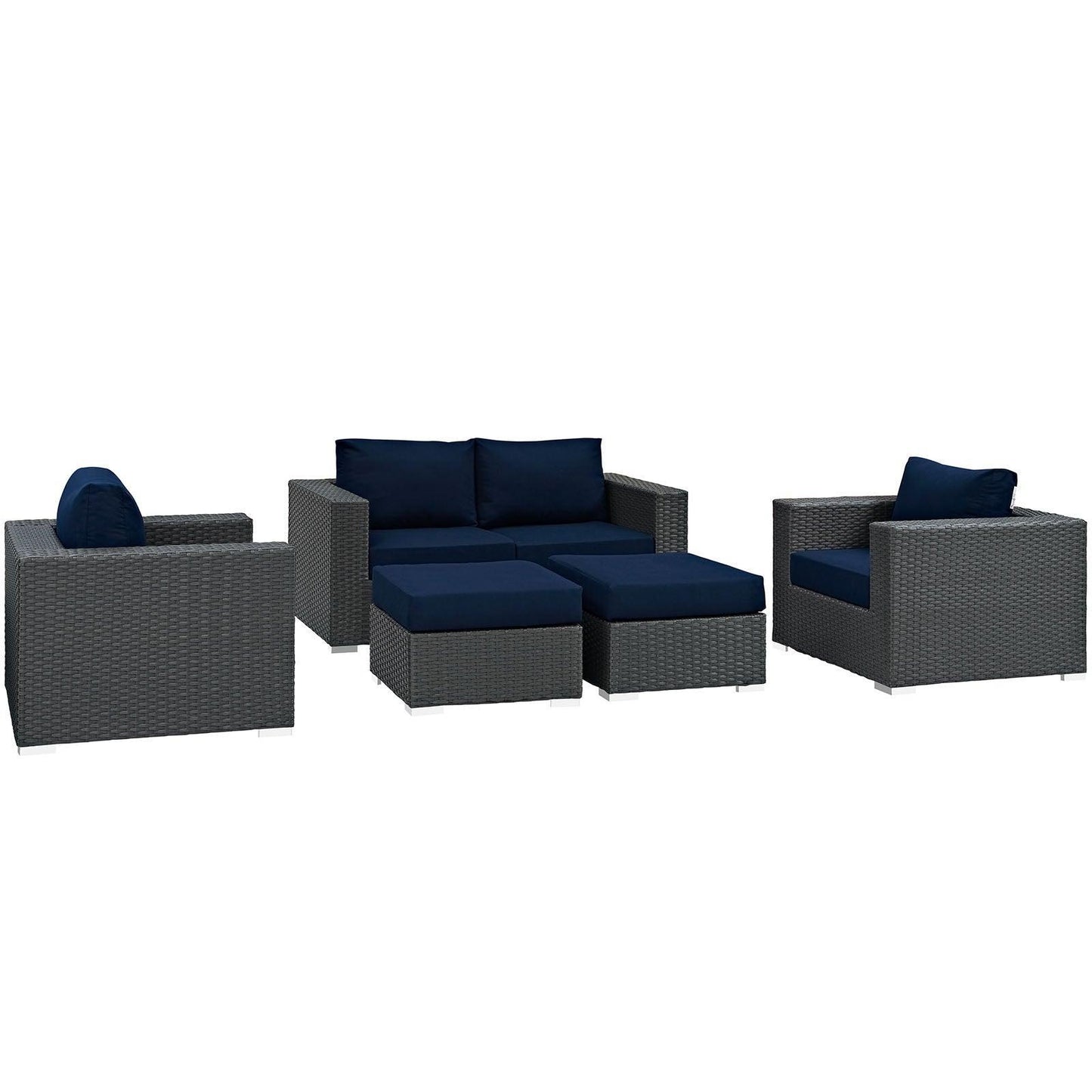 Modway Sojourn 5 Piece Outdoor Patio Sunbrella® Sectional Set FredCo