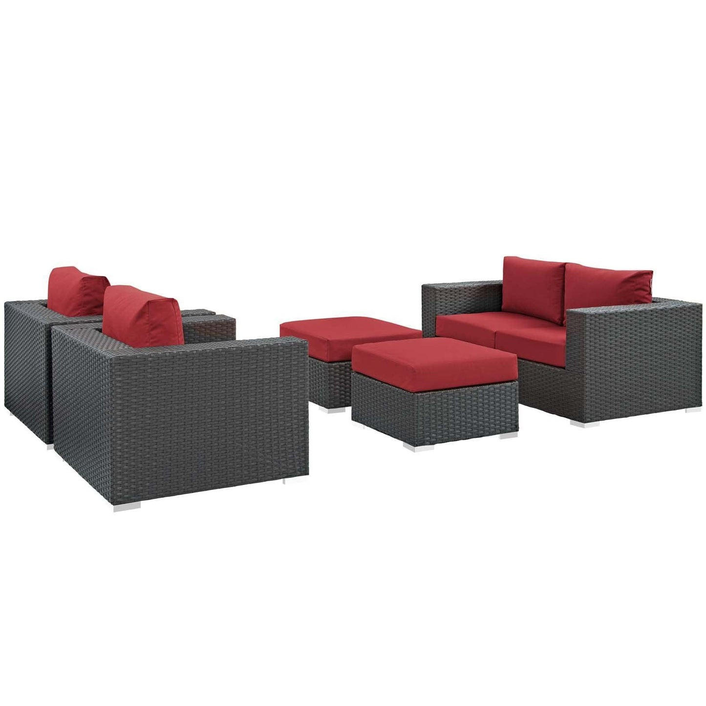 Modway Sojourn 5 Piece Outdoor Patio Sunbrella® Sectional Set FredCo