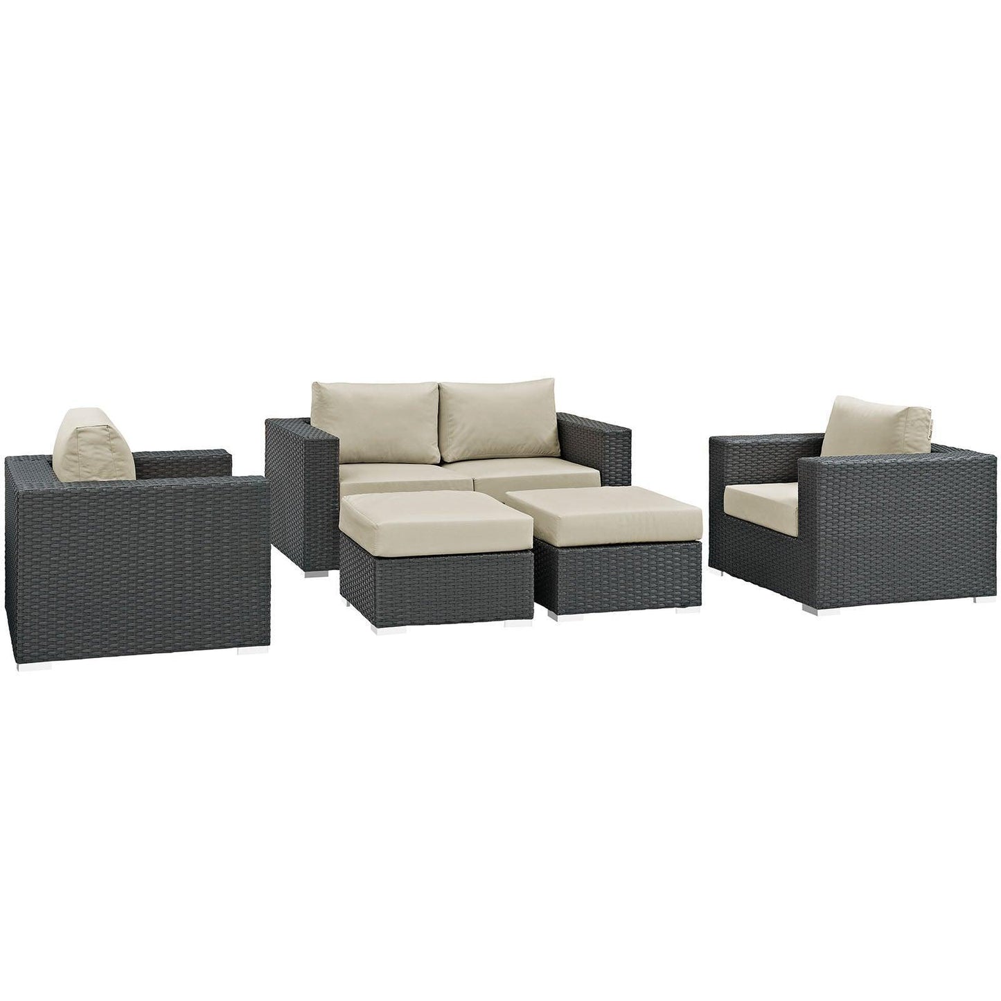 Modway Sojourn 5 Piece Outdoor Patio Sunbrella® Sectional Set FredCo