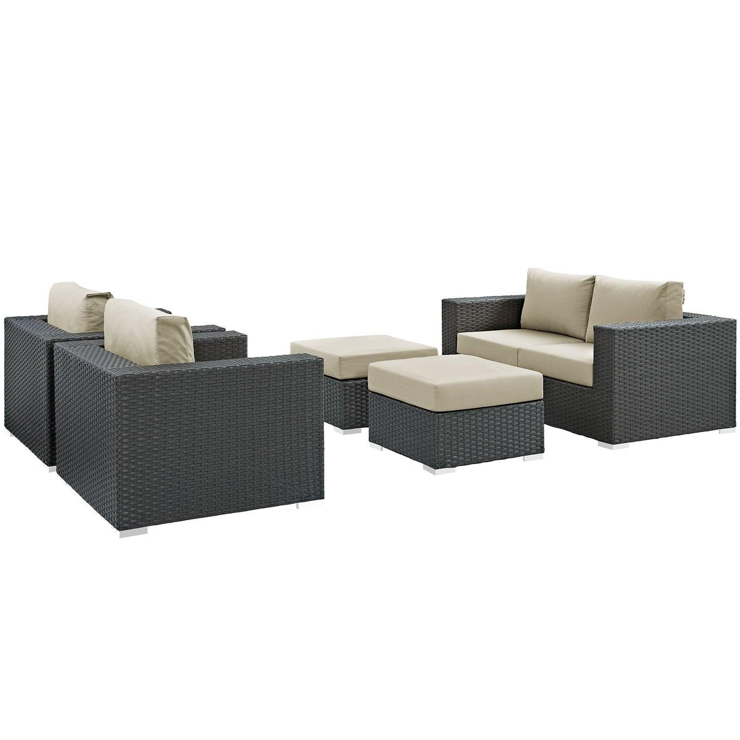 Modway Sojourn 5 Piece Outdoor Patio Sunbrella® Sectional Set FredCo