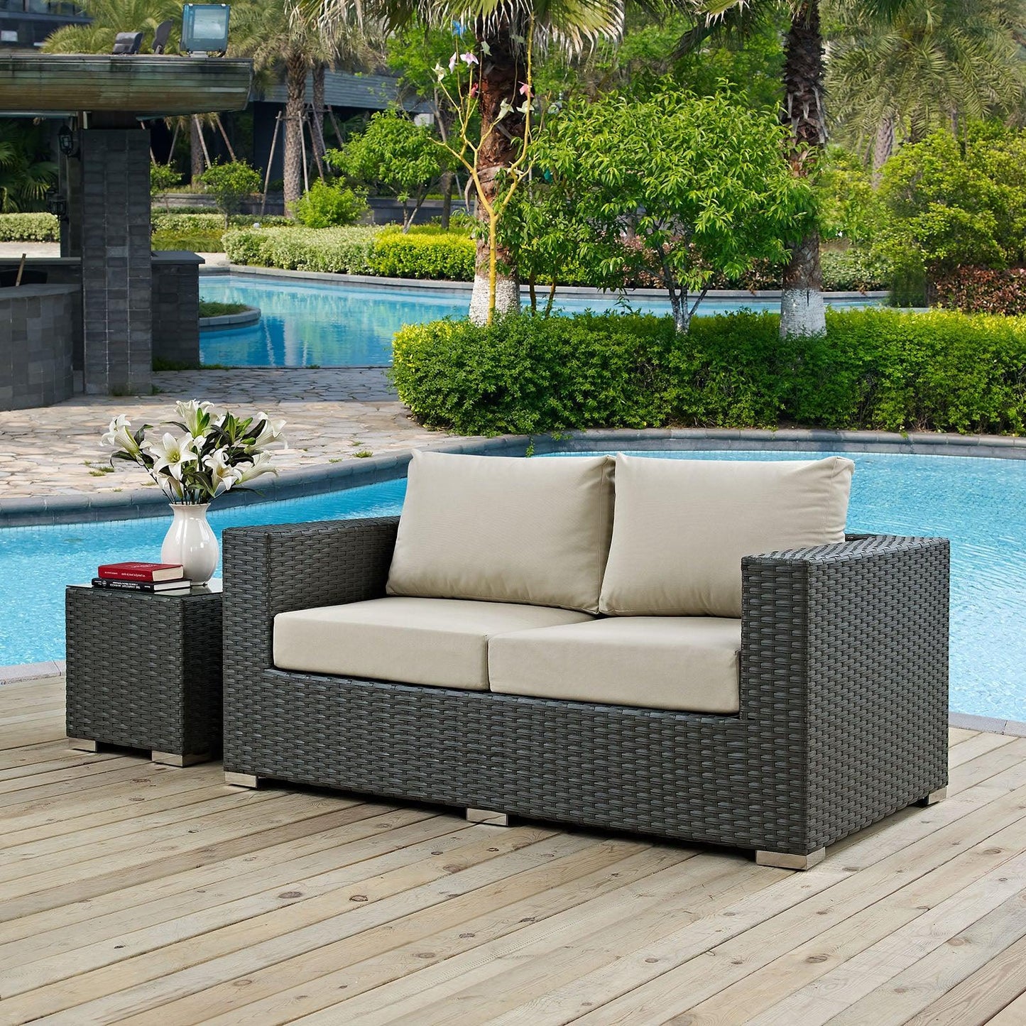 Modway Sojourn Outdoor Patio Sunbrella® Loveseat FredCo