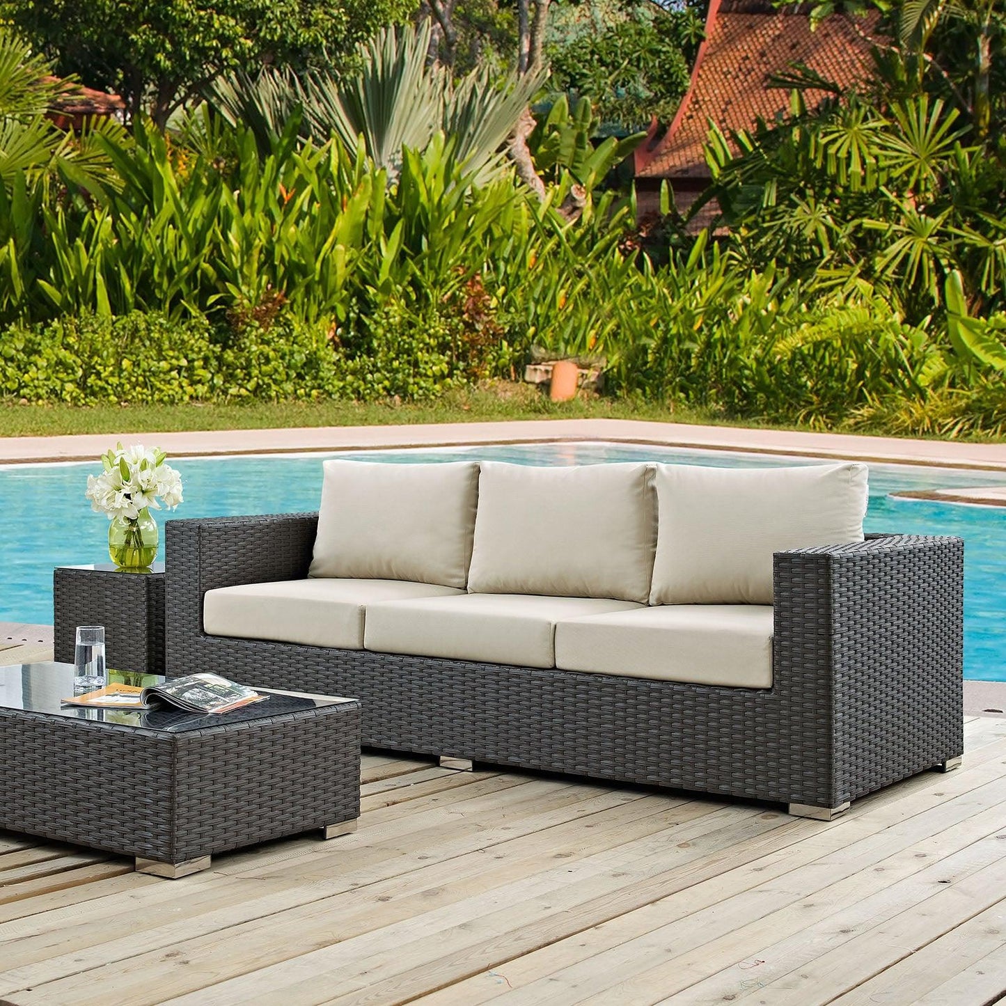 Modway Sojourn Outdoor Patio Sunbrella® Sofa FredCo