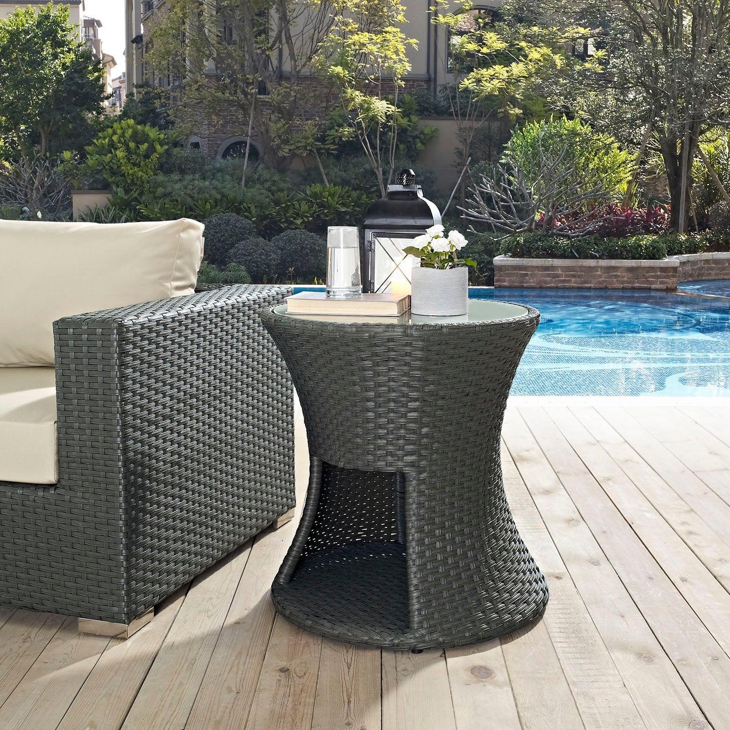 Modway Sojourn Round Outdoor Patio Side Table FredCo