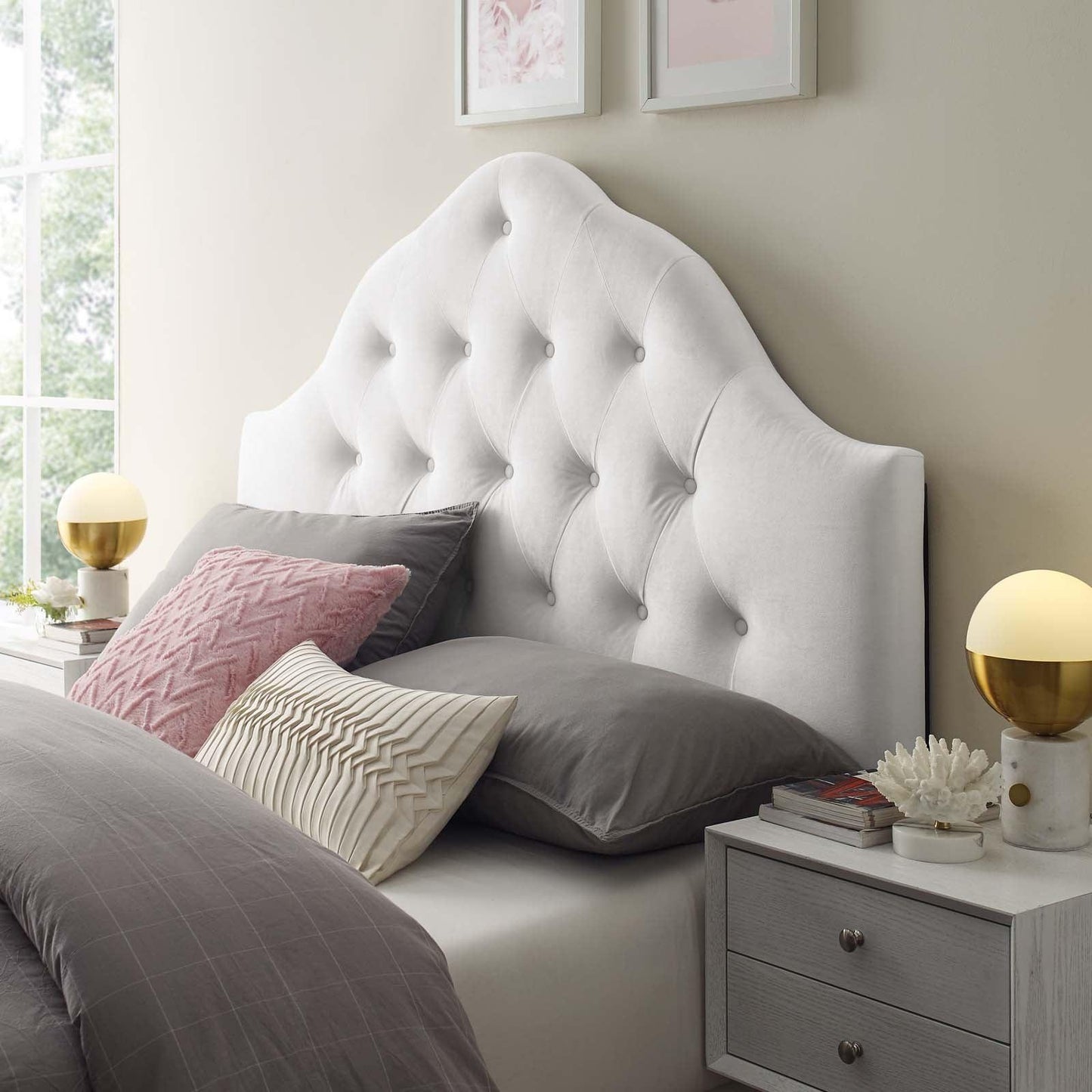 Modway Sovereign King Diamond Tufted Performance Velvet Headboard FredCo
