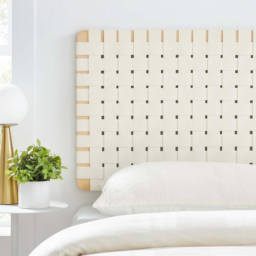 Modway Sparta Wall-Mount Vegan Leather Weave Headboard FredCo