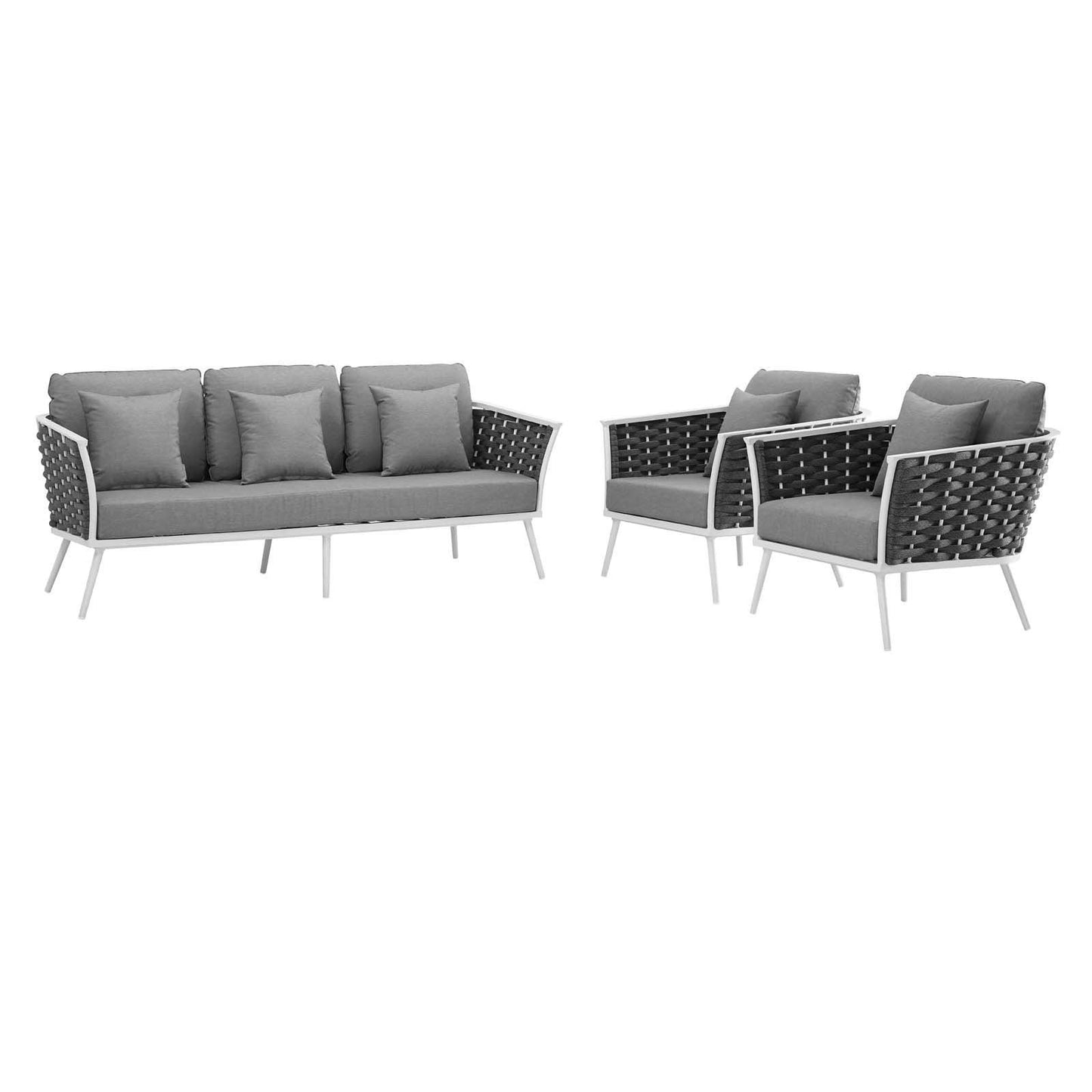 Modway Stance 3 Piece Outdoor Patio Aluminum Sectional Sofa Set, EEI-3165 FredCo