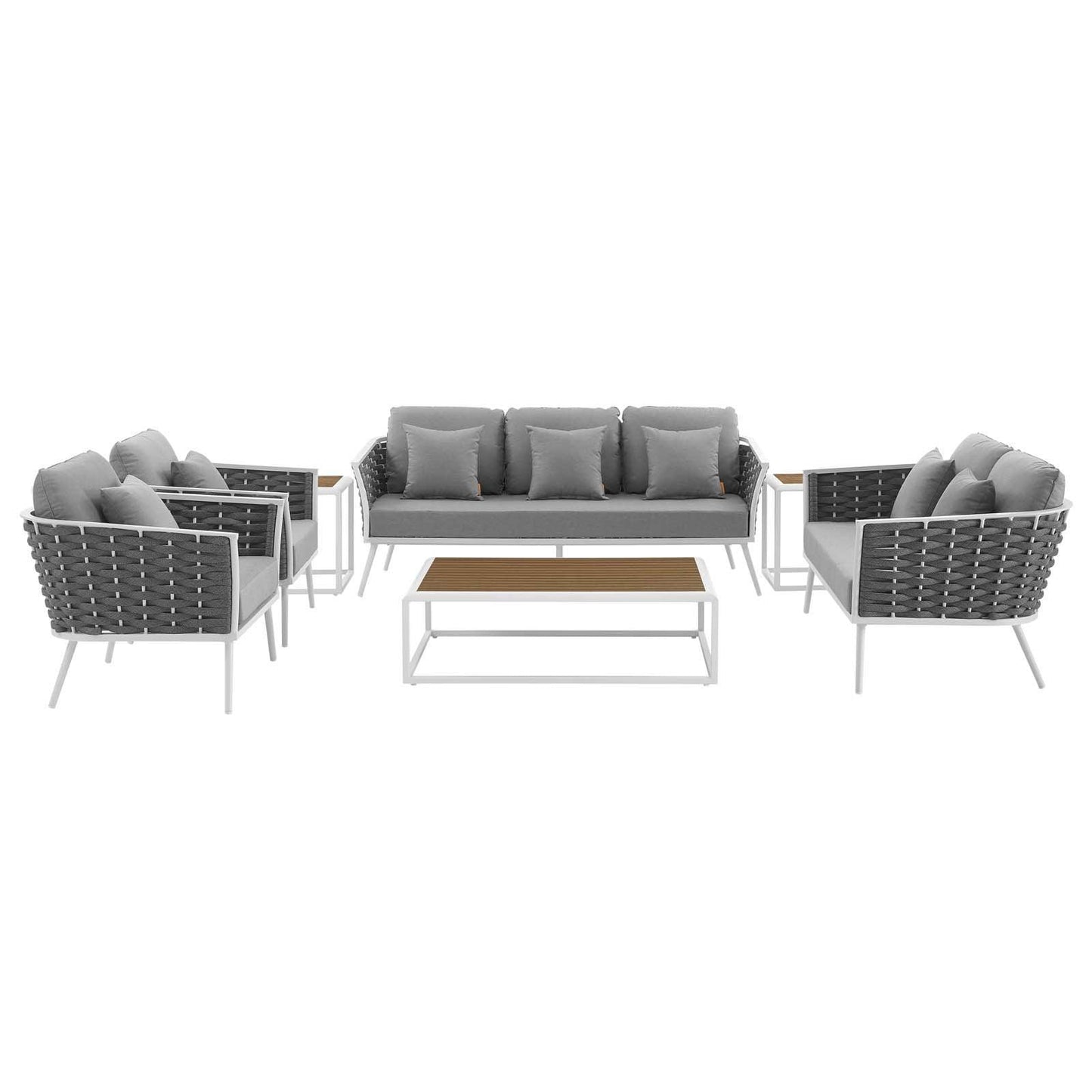 Modway Stance 7 Piece Outdoor Patio Aluminum Sectional Sofa Set FredCo