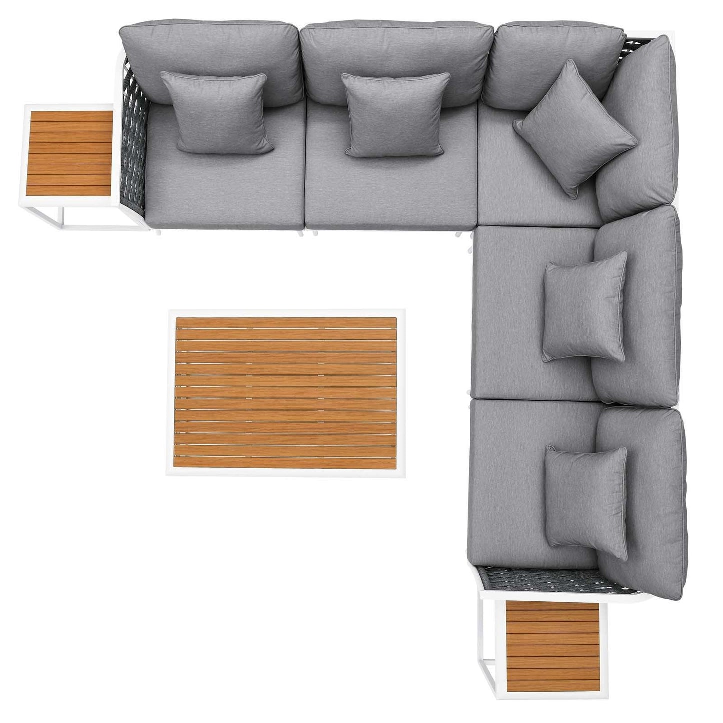 Modway Stance 8 Piece Outdoor Patio Aluminum Sectional Sofa Set FredCo