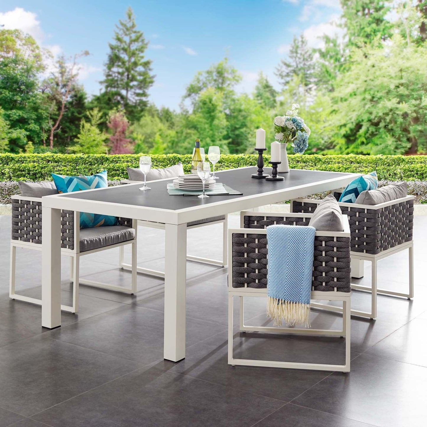Modway Stance 90.5" Outdoor Patio Aluminum Dining Table FredCo