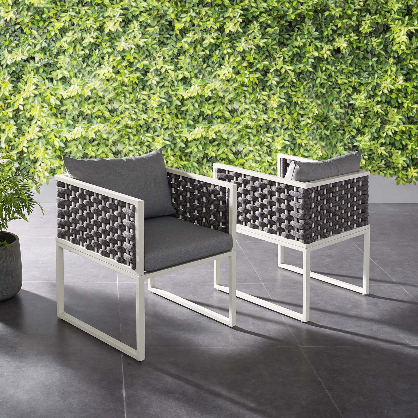 Modway Stance Dining Armchair Outdoor Patio Aluminum Set of 2 FredCo