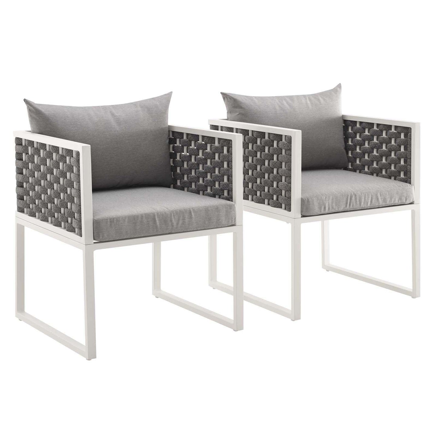Modway Stance Dining Armchair Outdoor Patio Aluminum Set of 2 FredCo