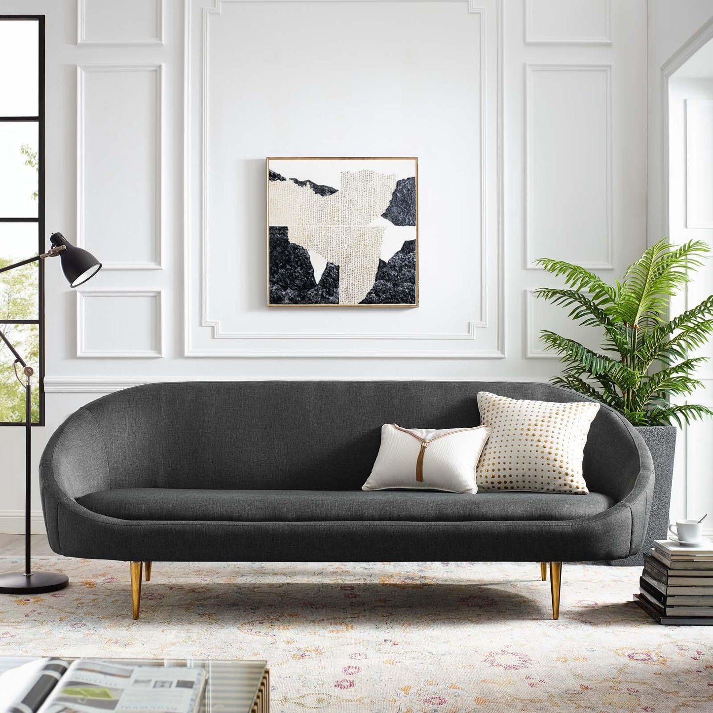 Modway Sublime Vertical Curve Back Fabric Sofa FredCo