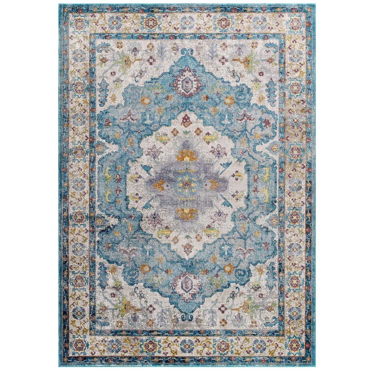 Modway Success Anisah Distressed Floral Persian Medallion Area Rug FredCo