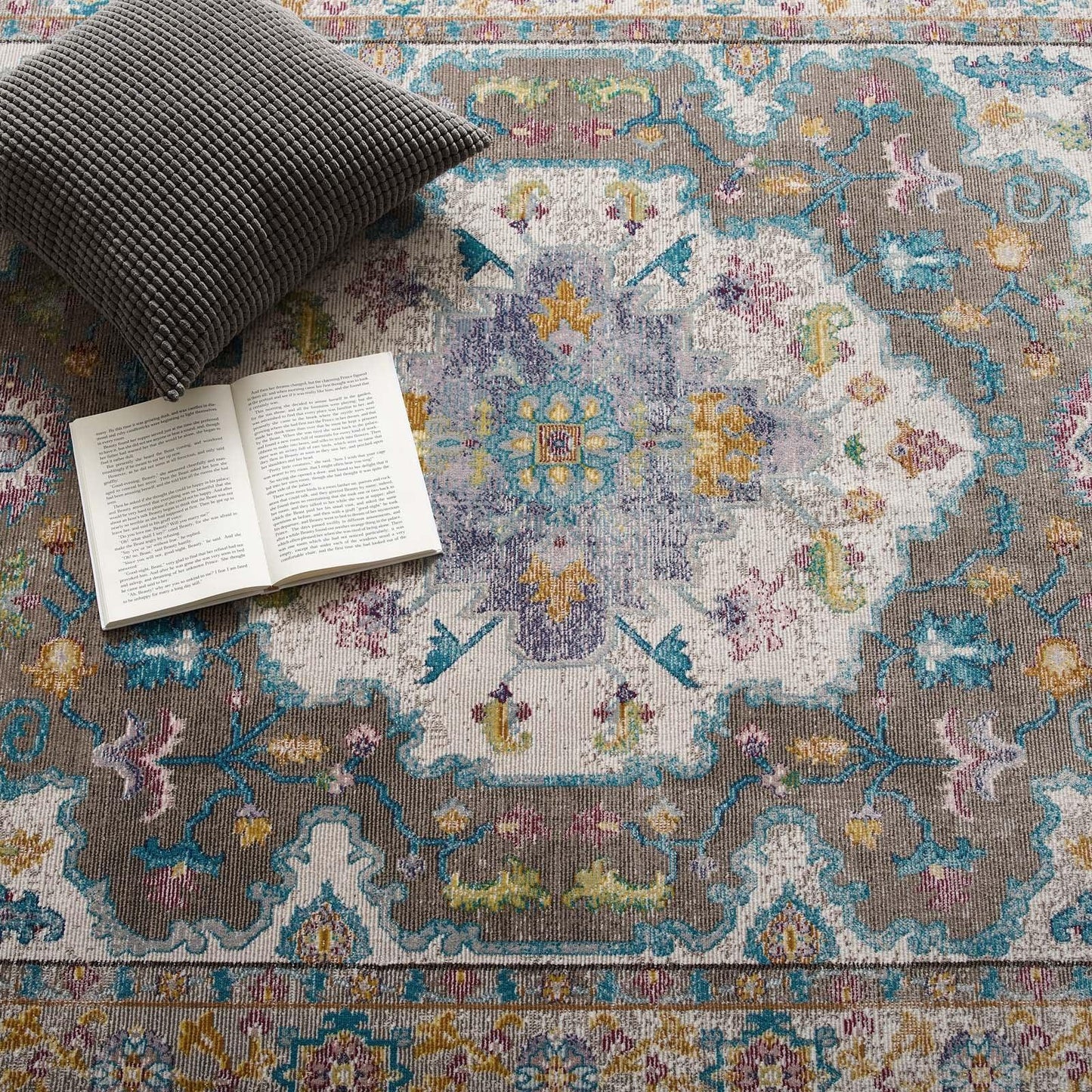 Modway Success Anisah Distressed Floral Persian Medallion Area Rug FredCo
