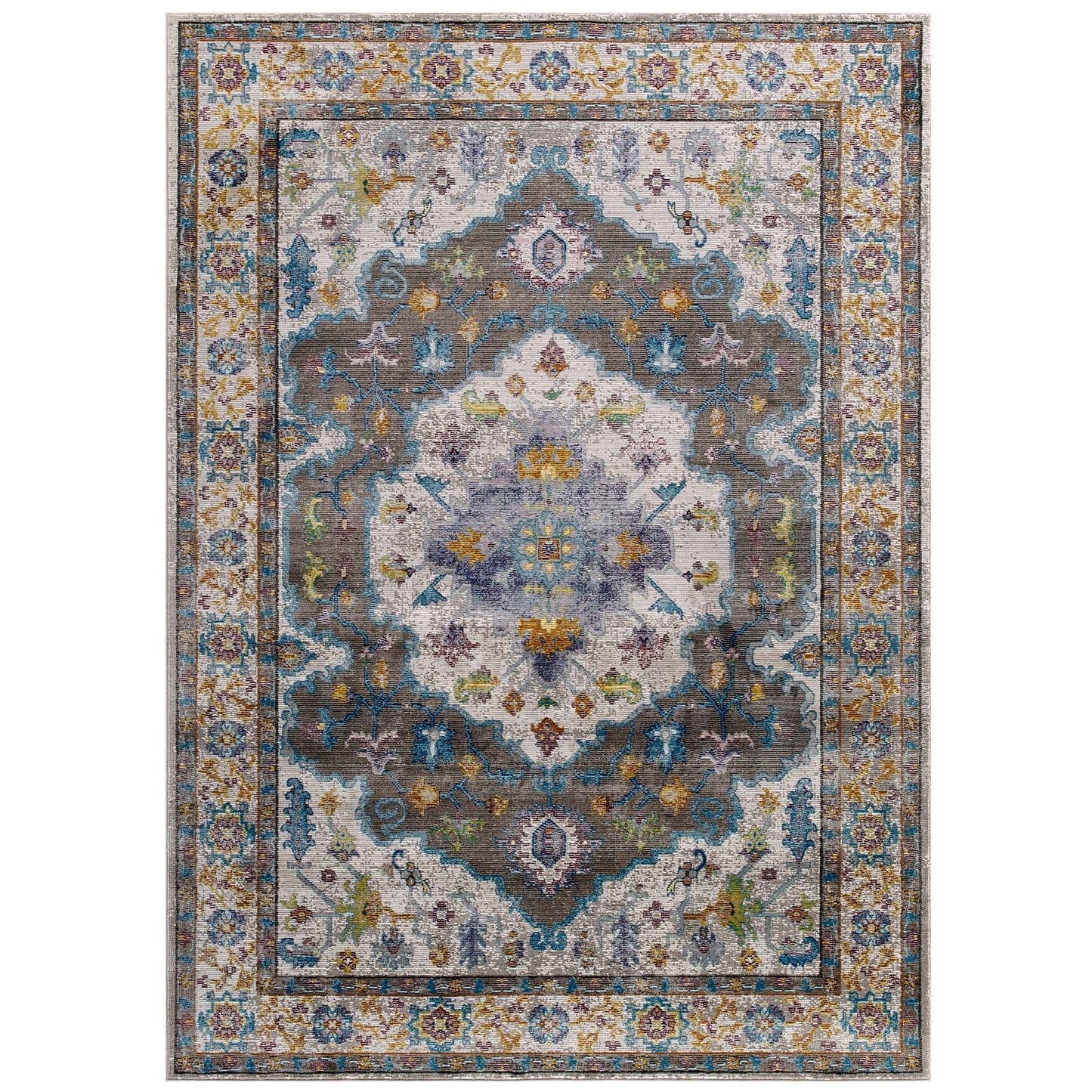 Modway Success Anisah Distressed Floral Persian Medallion Area Rug FredCo