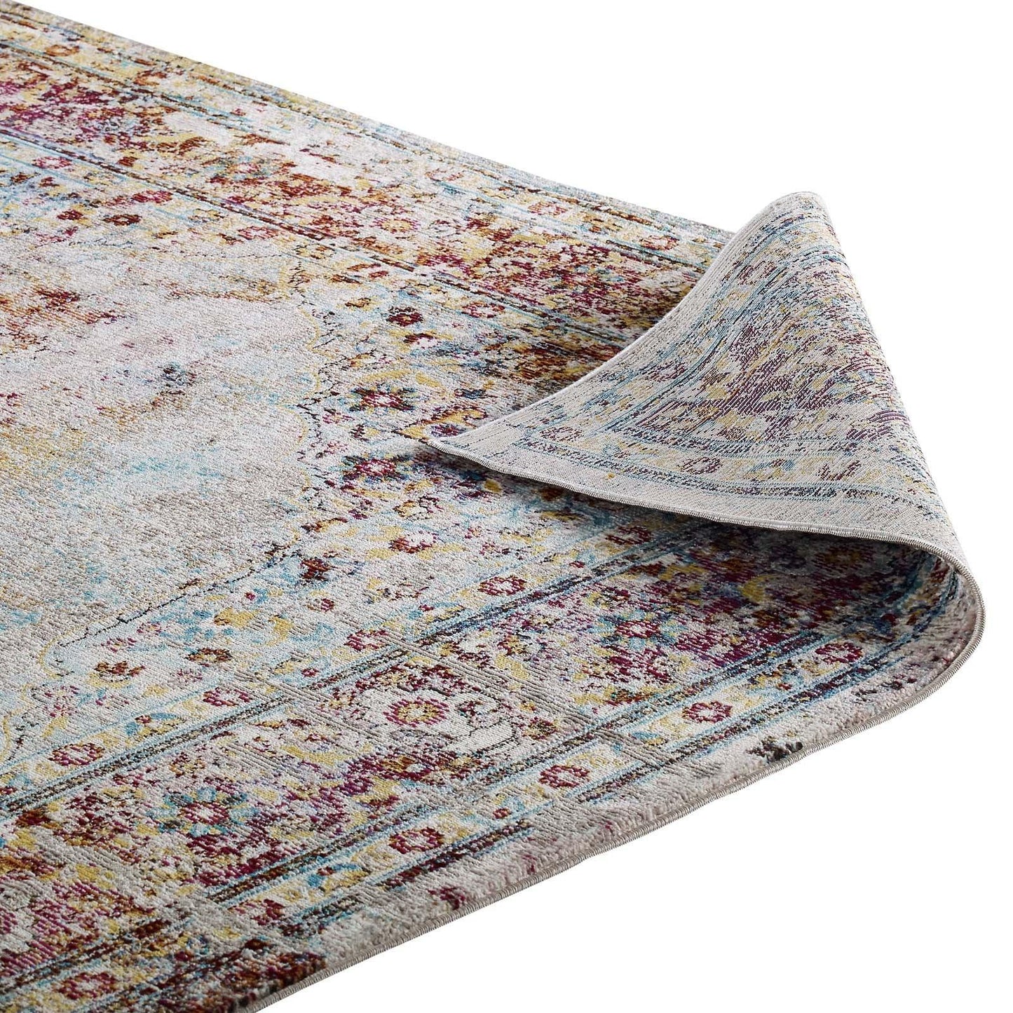 Modway Success Merritt Transitional Distressed Floral Persian Medallion Area Rug FredCo
