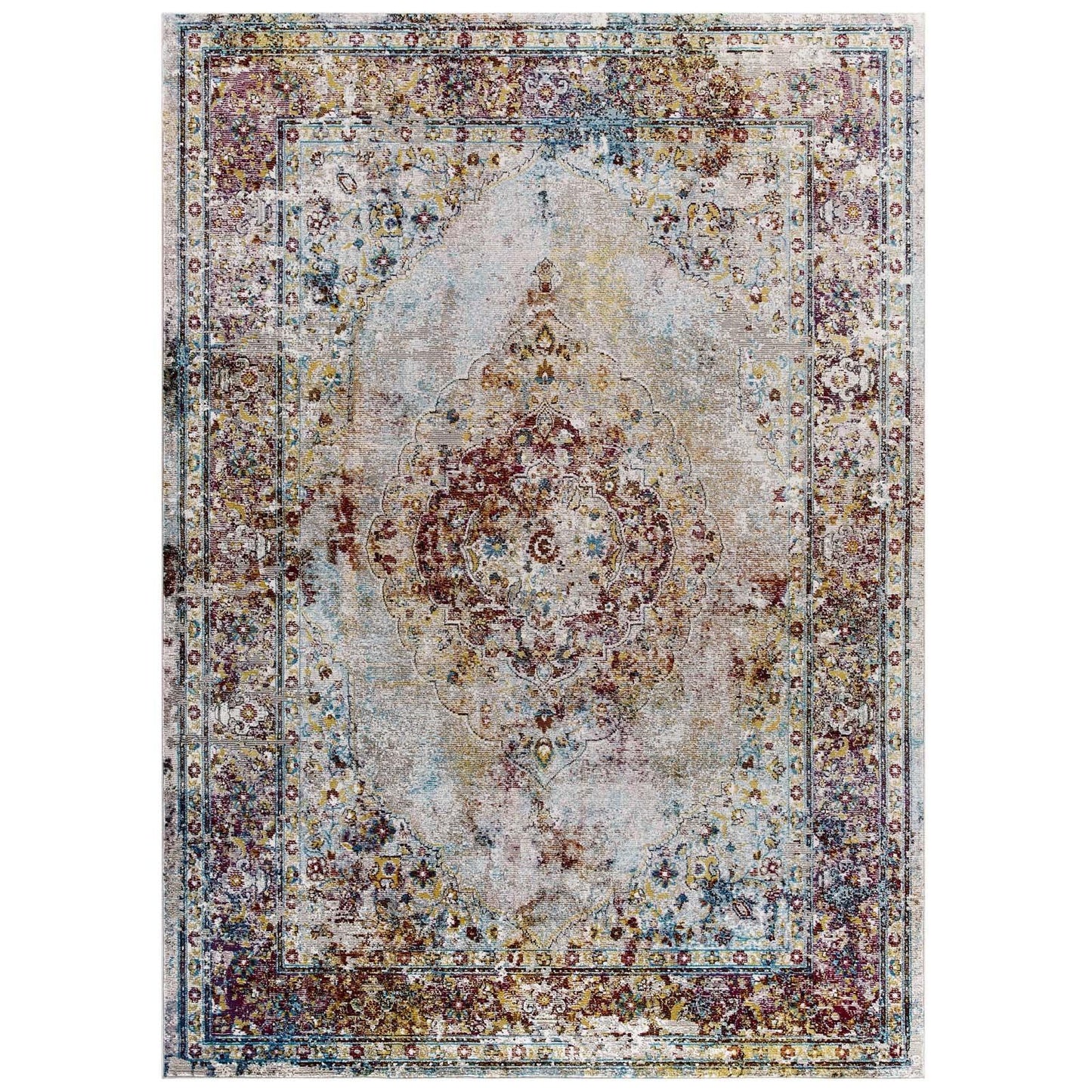 Modway Success Merritt Transitional Distressed Floral Persian Medallion Area Rug FredCo
