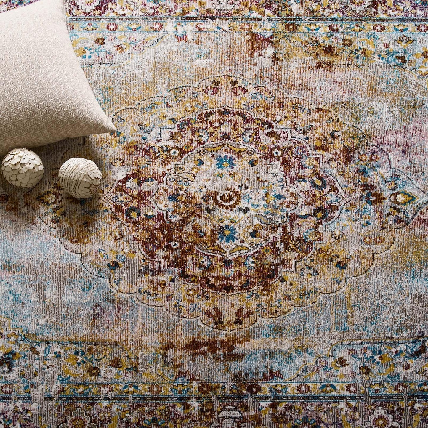 Modway Success Merritt Transitional Distressed Floral Persian Medallion Area Rug FredCo