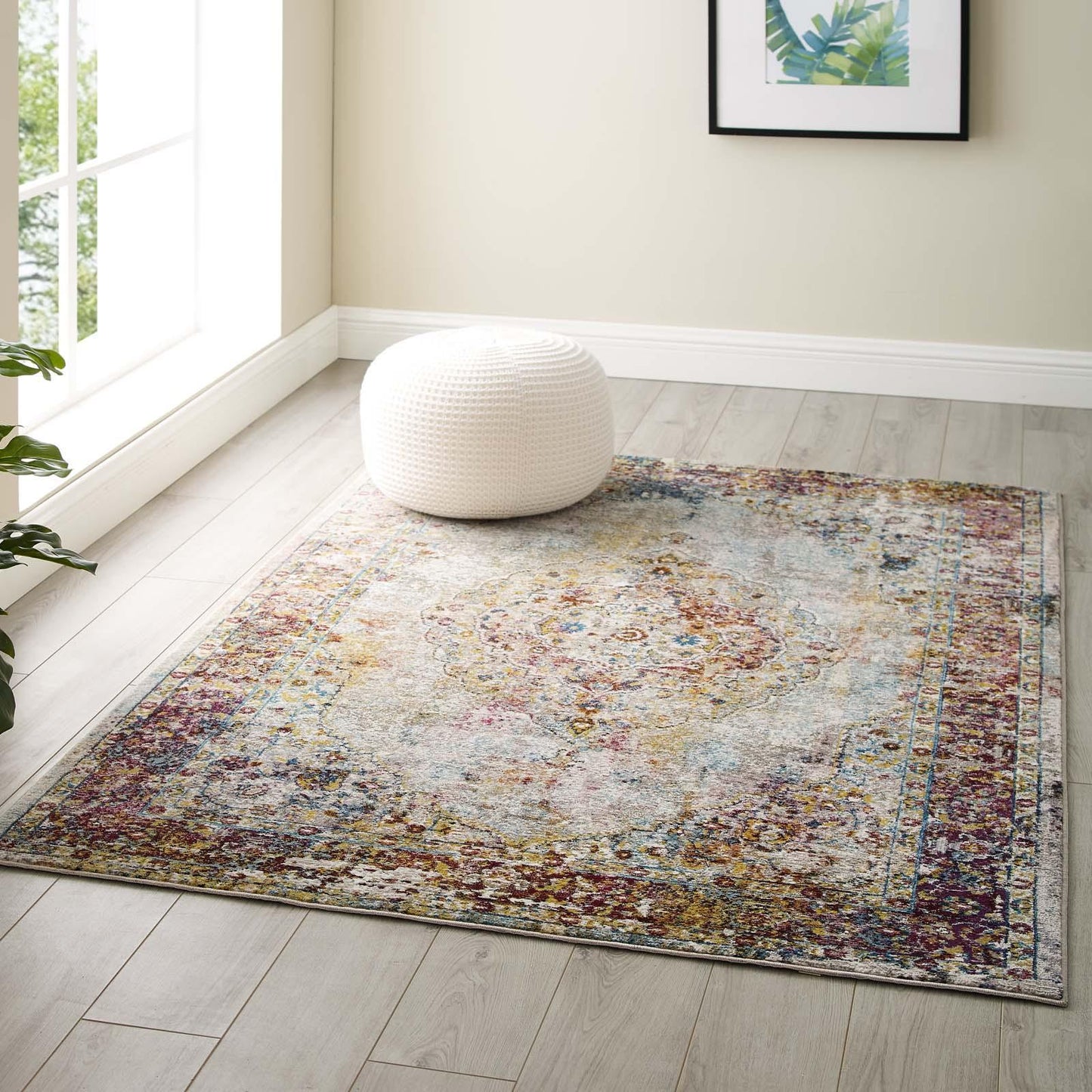 Modway Success Merritt Transitional Distressed Floral Persian Medallion Area Rug FredCo