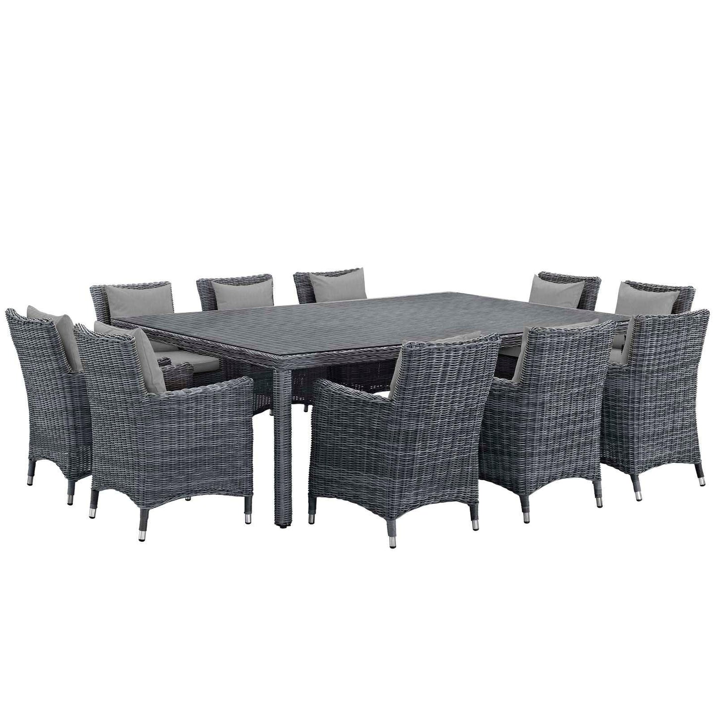 Modway Summon 11 Piece Outdoor Patio Sunbrella® Dining Set FredCo