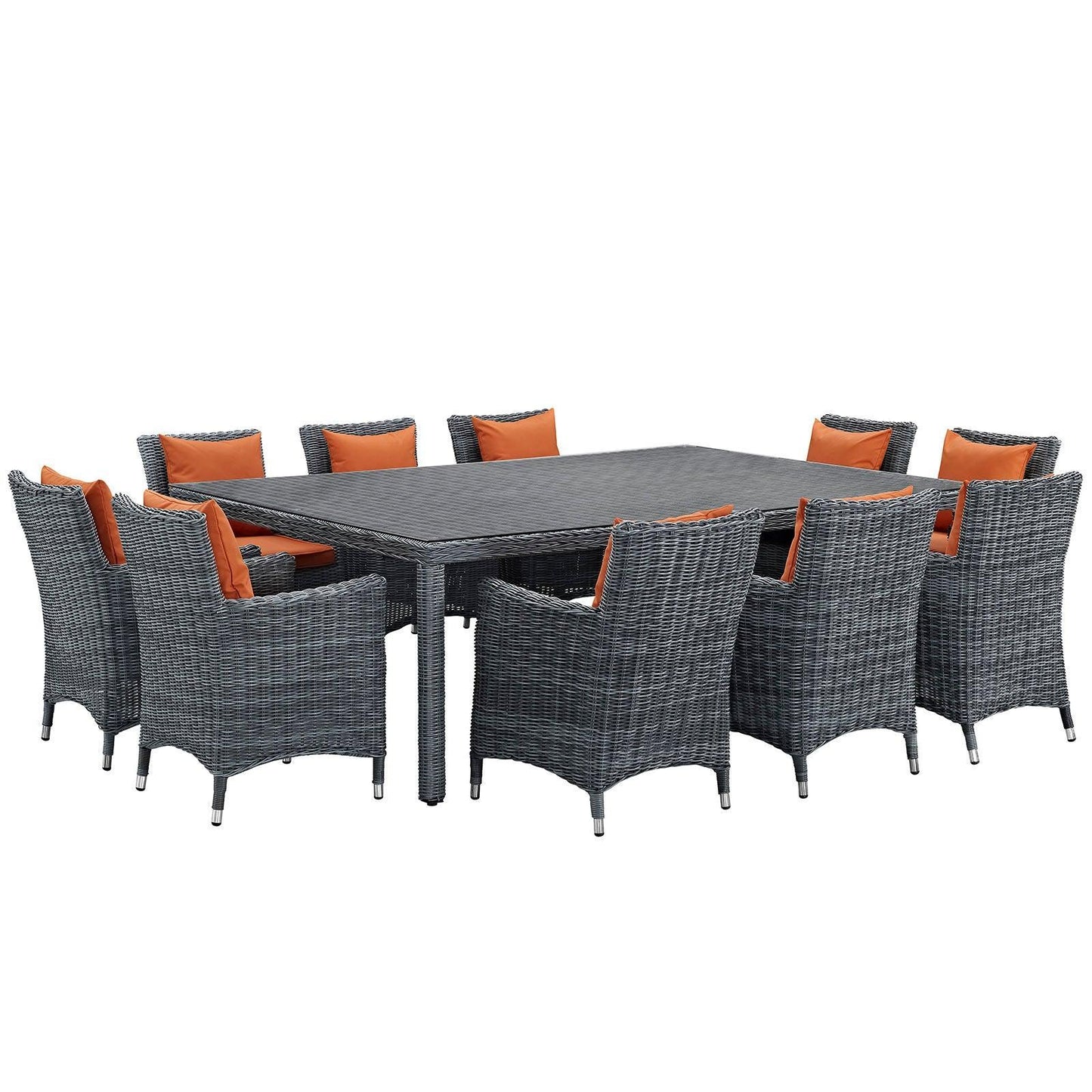 Modway Summon 11 Piece Outdoor Patio Sunbrella® Dining Set FredCo