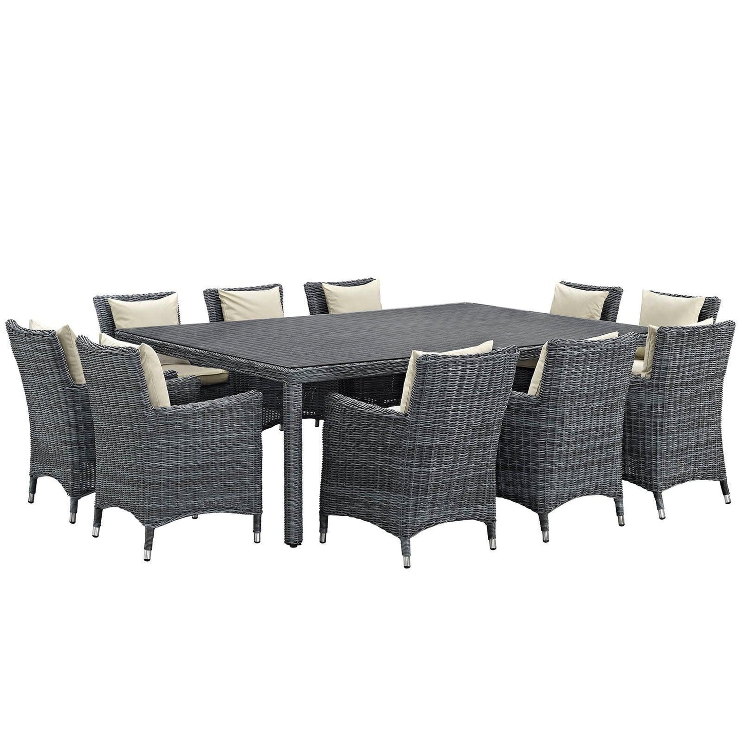 Modway Summon 11 Piece Outdoor Patio Sunbrella® Dining Set FredCo