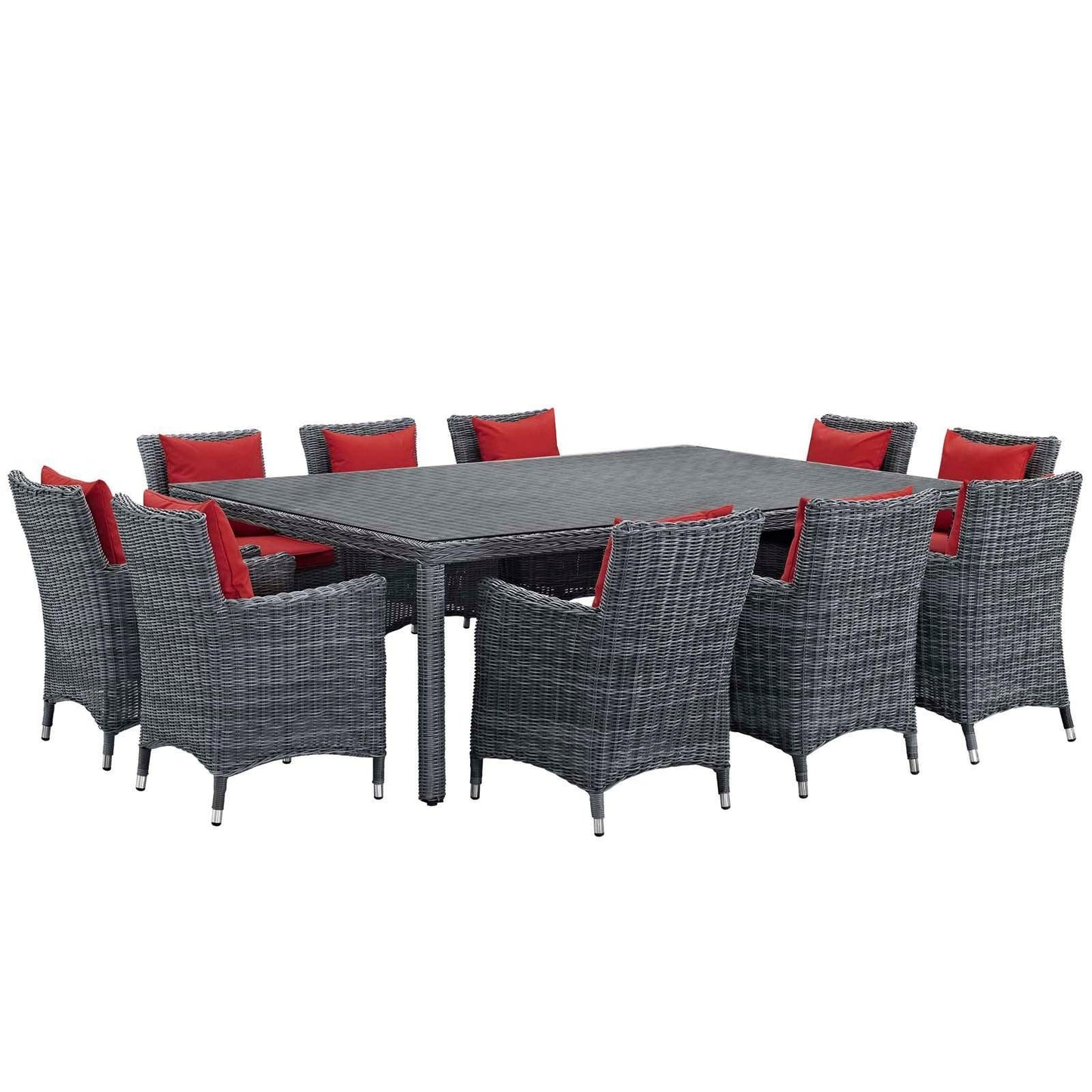 Modway Summon 11 Piece Outdoor Patio Sunbrella® Dining Set FredCo