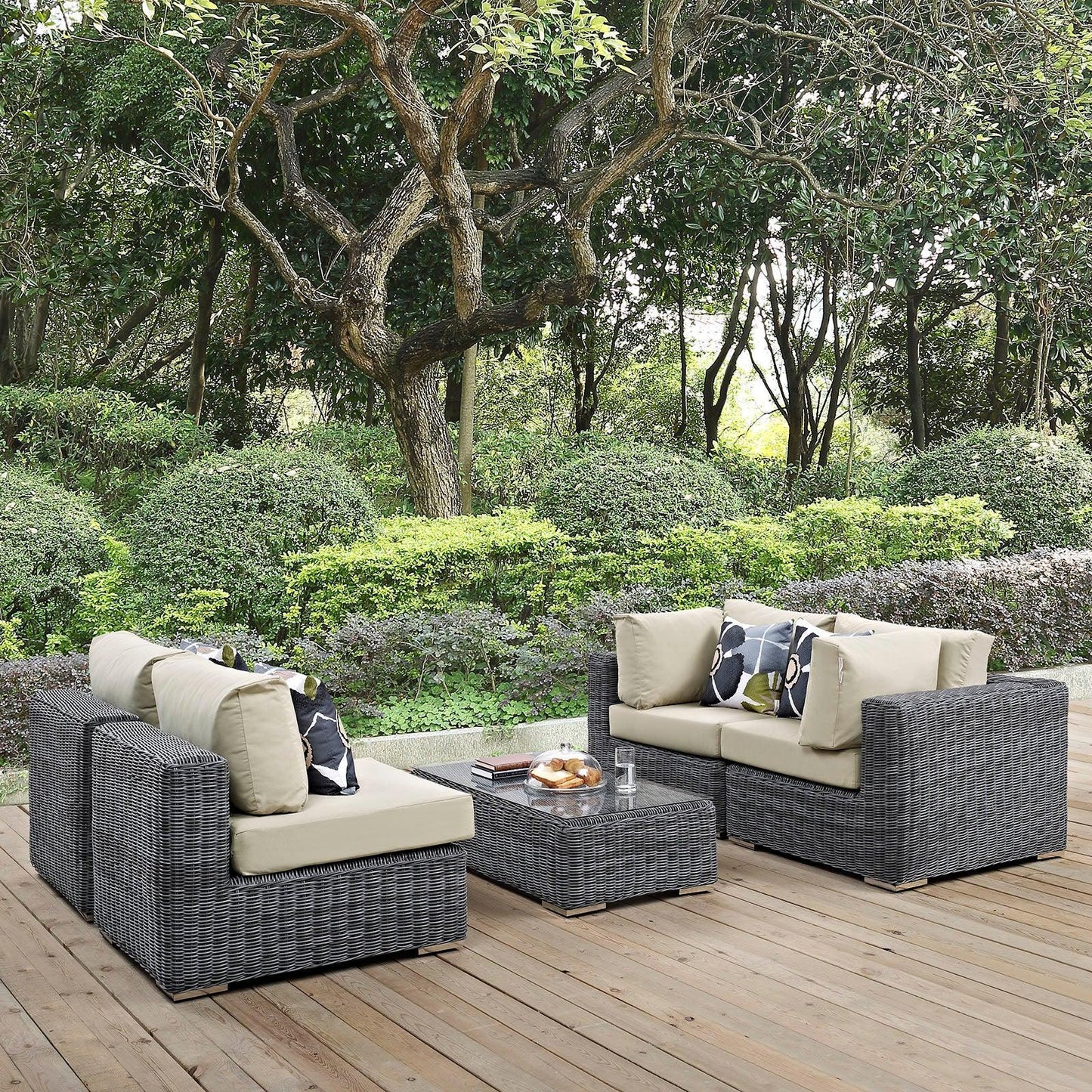 Modway Summon 5 Piece Outdoor Patio Sunbrella® Sectional Set, EEI-2391 FredCo