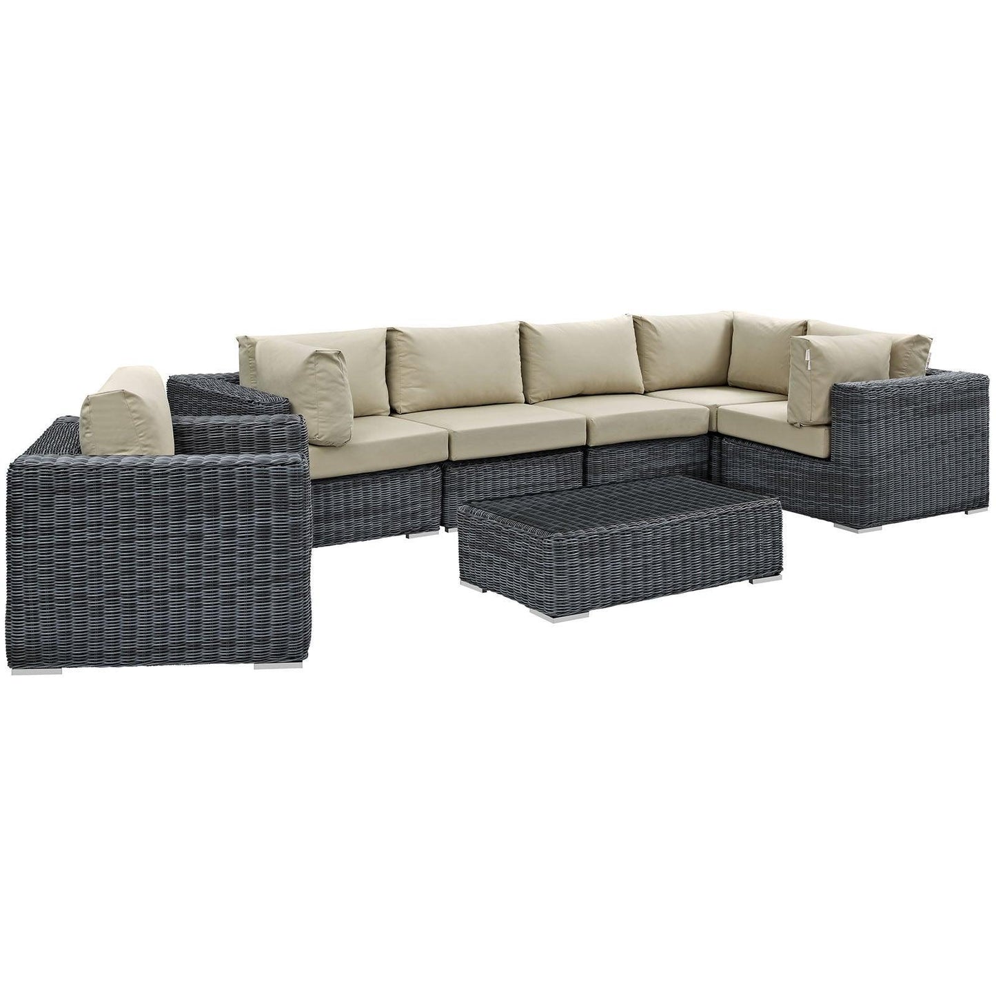 Modway Summon 7 Piece Outdoor Patio Sunbrella® Sectional Set FredCo