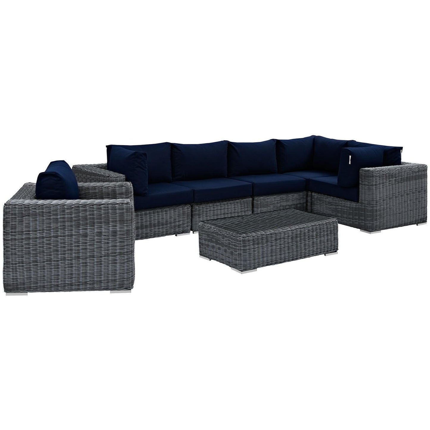 Modway Summon 7 Piece Outdoor Patio Sunbrella® Sectional Set FredCo