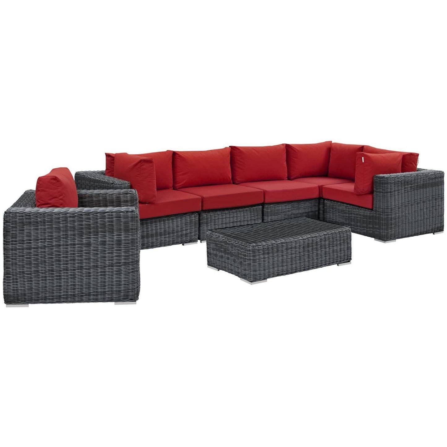 Modway Summon 7 Piece Outdoor Patio Sunbrella® Sectional Set FredCo