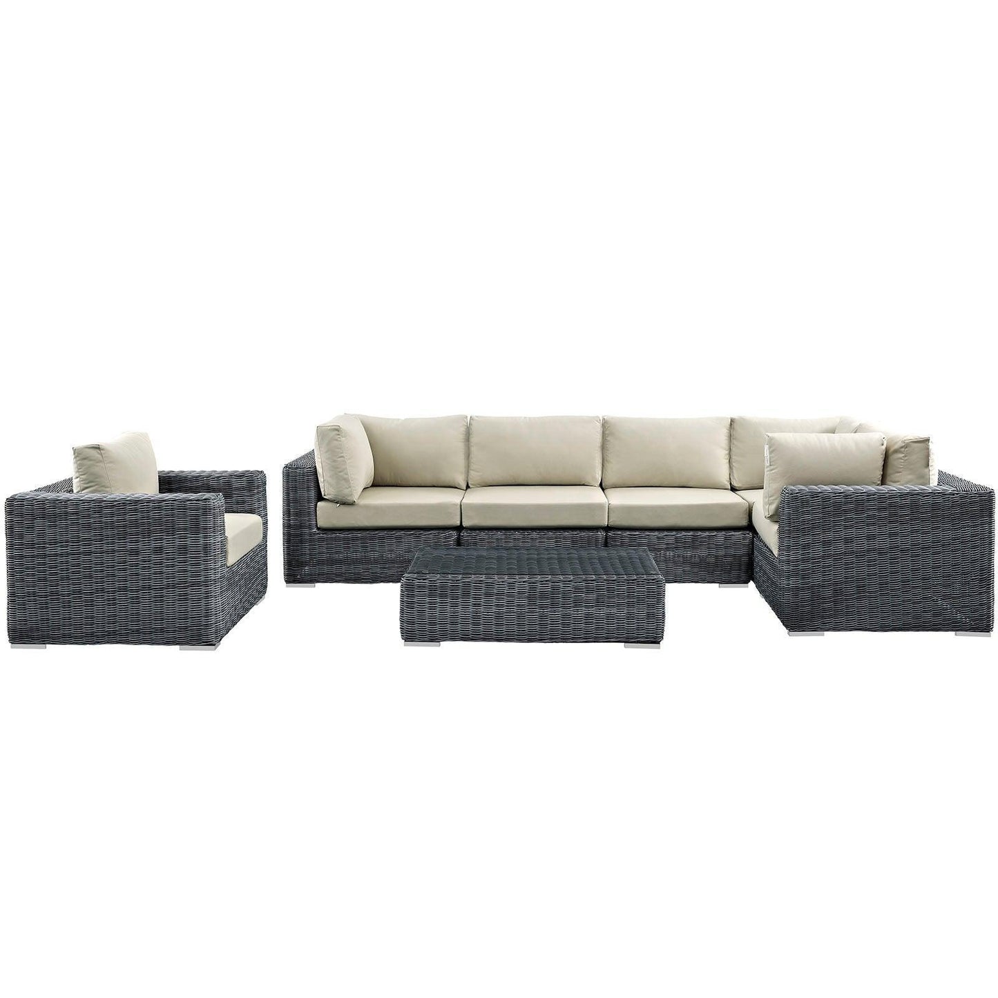 Modway Summon 7 Piece Outdoor Patio Sunbrella® Sectional Set FredCo