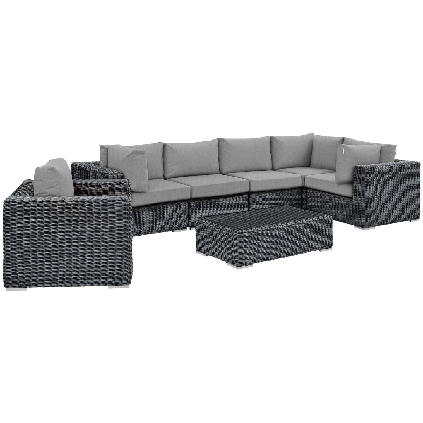 Modway Summon 7 Piece Outdoor Patio Sunbrella® Sectional Set FredCo