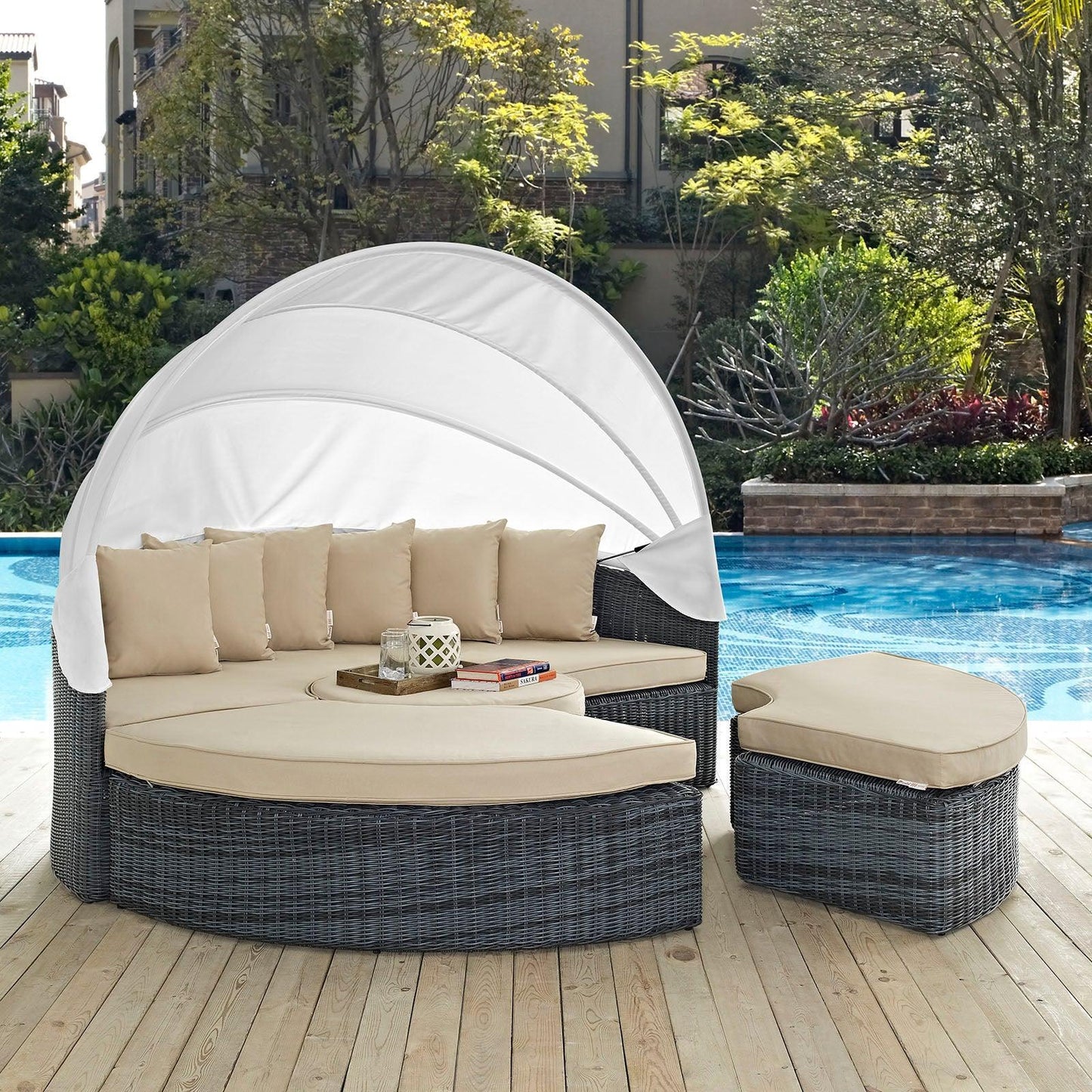 Modway Summon Canopy Outdoor Patio Sunbrella® Daybed FredCo