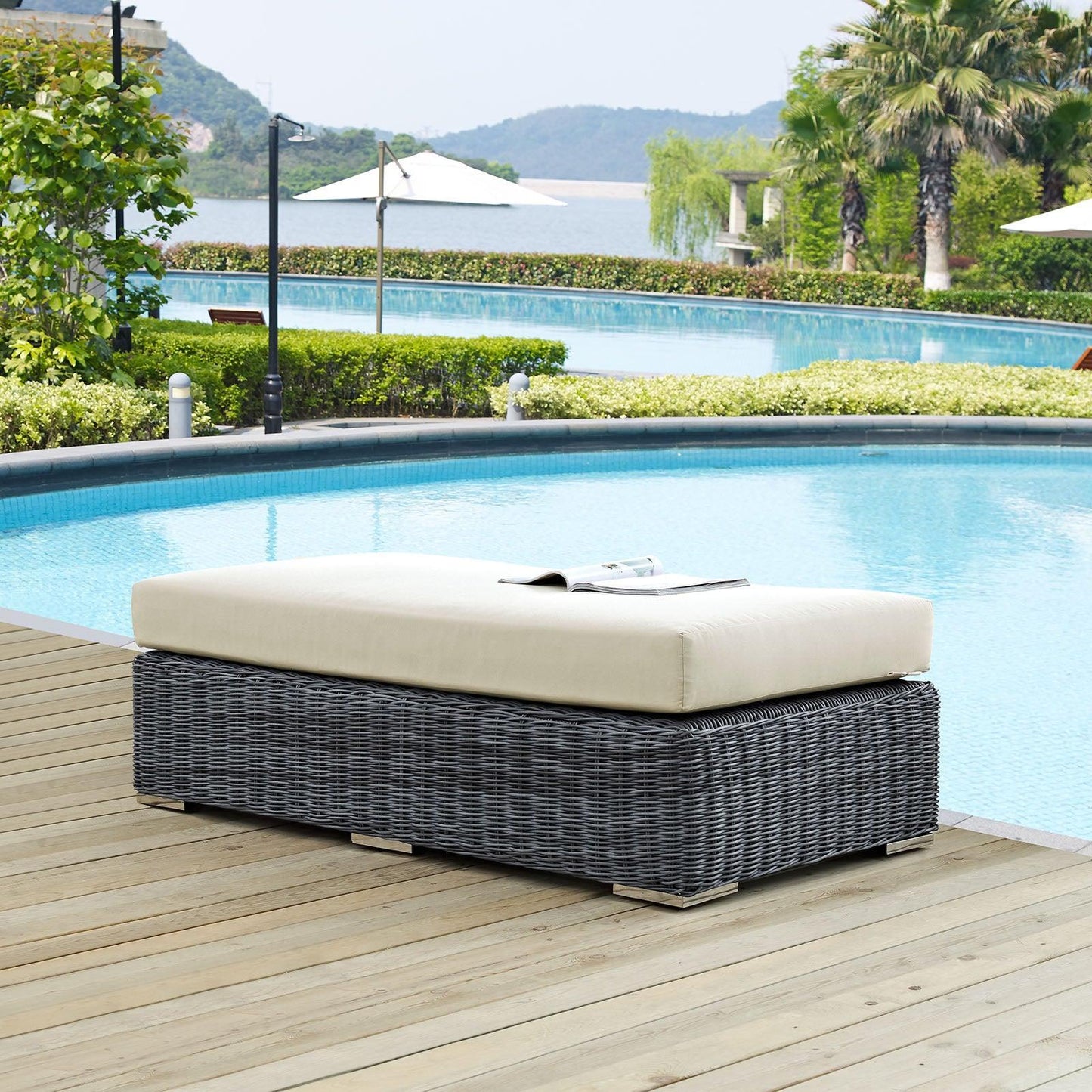 Modway Summon Outdoor Patio Sunbrella® Rectangle Ottoman FredCo