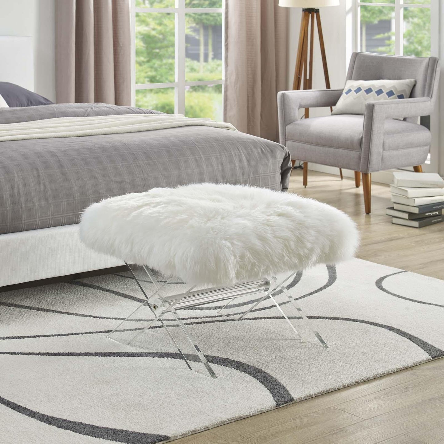 Modway Swift Sheepskin Bench FredCo