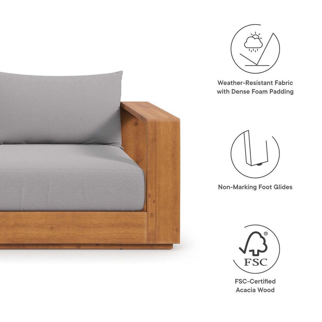 Modway Tahoe Acacia Wood Outdoor Patio Acacia Wood Loveseat FredCo