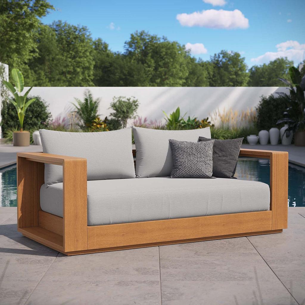 Modway Tahoe Acacia Wood Outdoor Patio Acacia Wood Loveseat FredCo