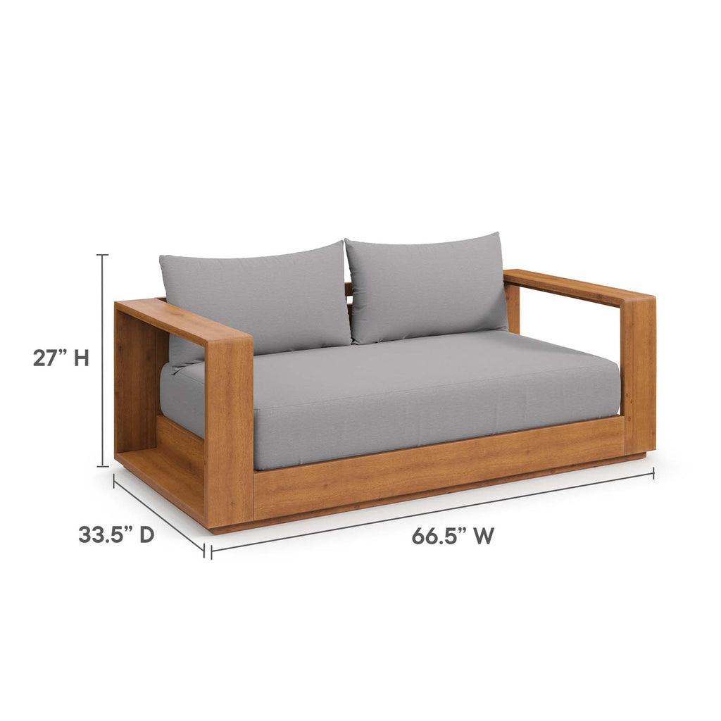Modway Tahoe Acacia Wood Outdoor Patio Acacia Wood Loveseat FredCo
