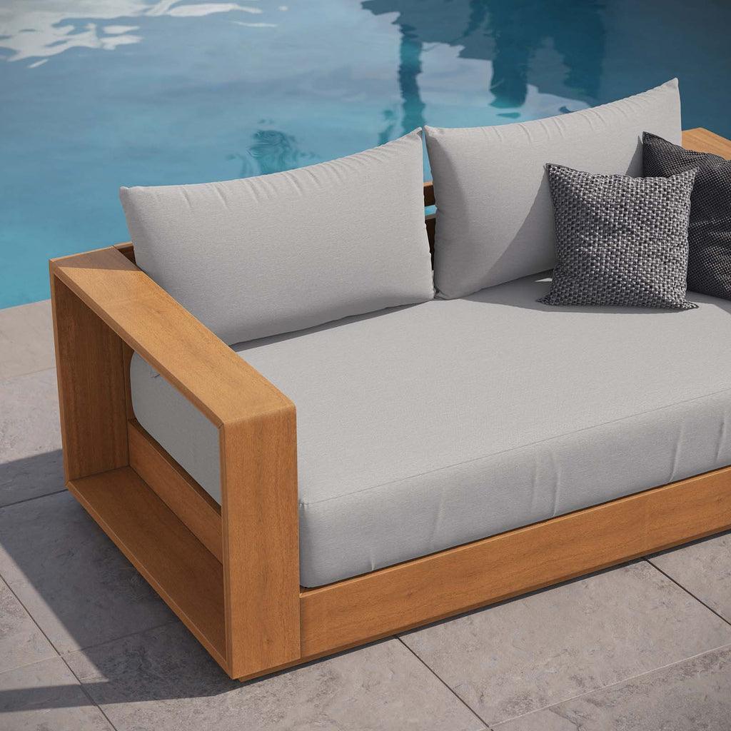 Modway Tahoe Acacia Wood Outdoor Patio Acacia Wood Loveseat FredCo
