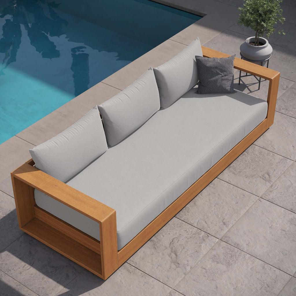 Modway Tahoe Outdoor Patio Acacia Wood Sofa FredCo