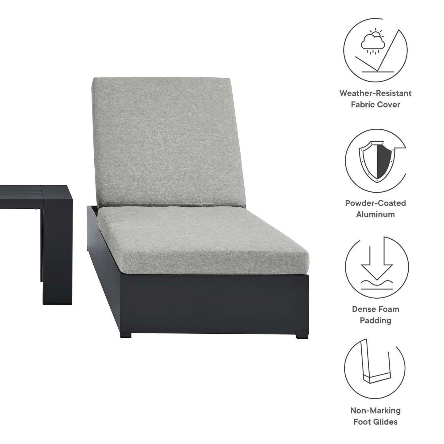 Modway Tahoe Outdoor Patio Powder-Coated Aluminum 3-Piece Chaise Lounge Set FredCo