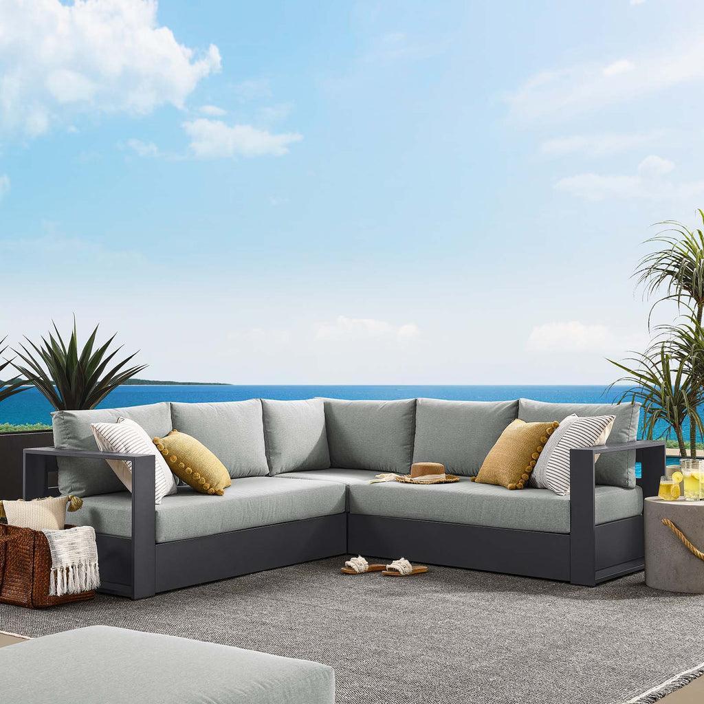 Modway Tahoe Outdoor Patio Powder-Coated Aluminum 3-Piece Sectional Sofa Set FredCo