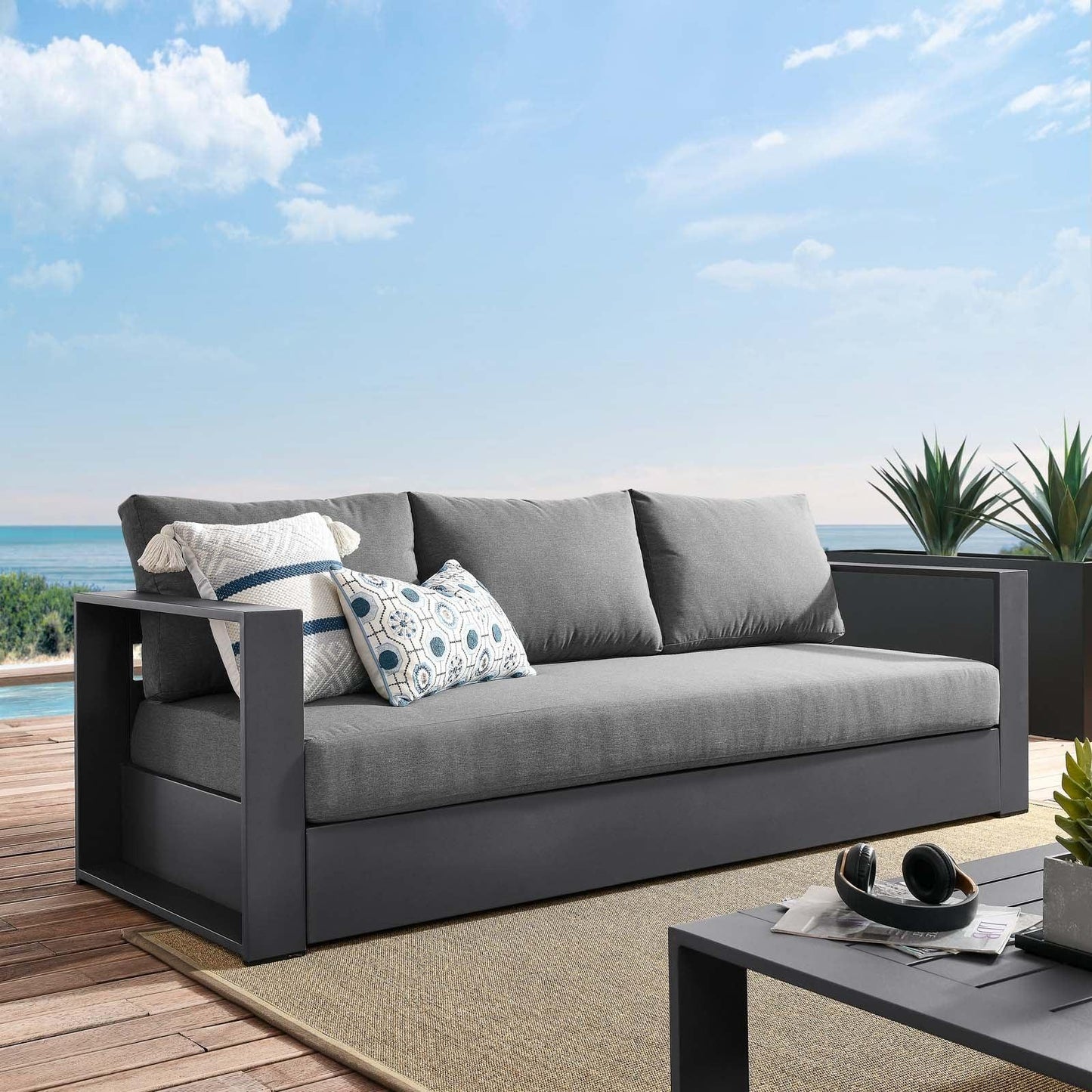 Modway Tahoe Outdoor Patio Powder-Coated Aluminum Sofa FredCo