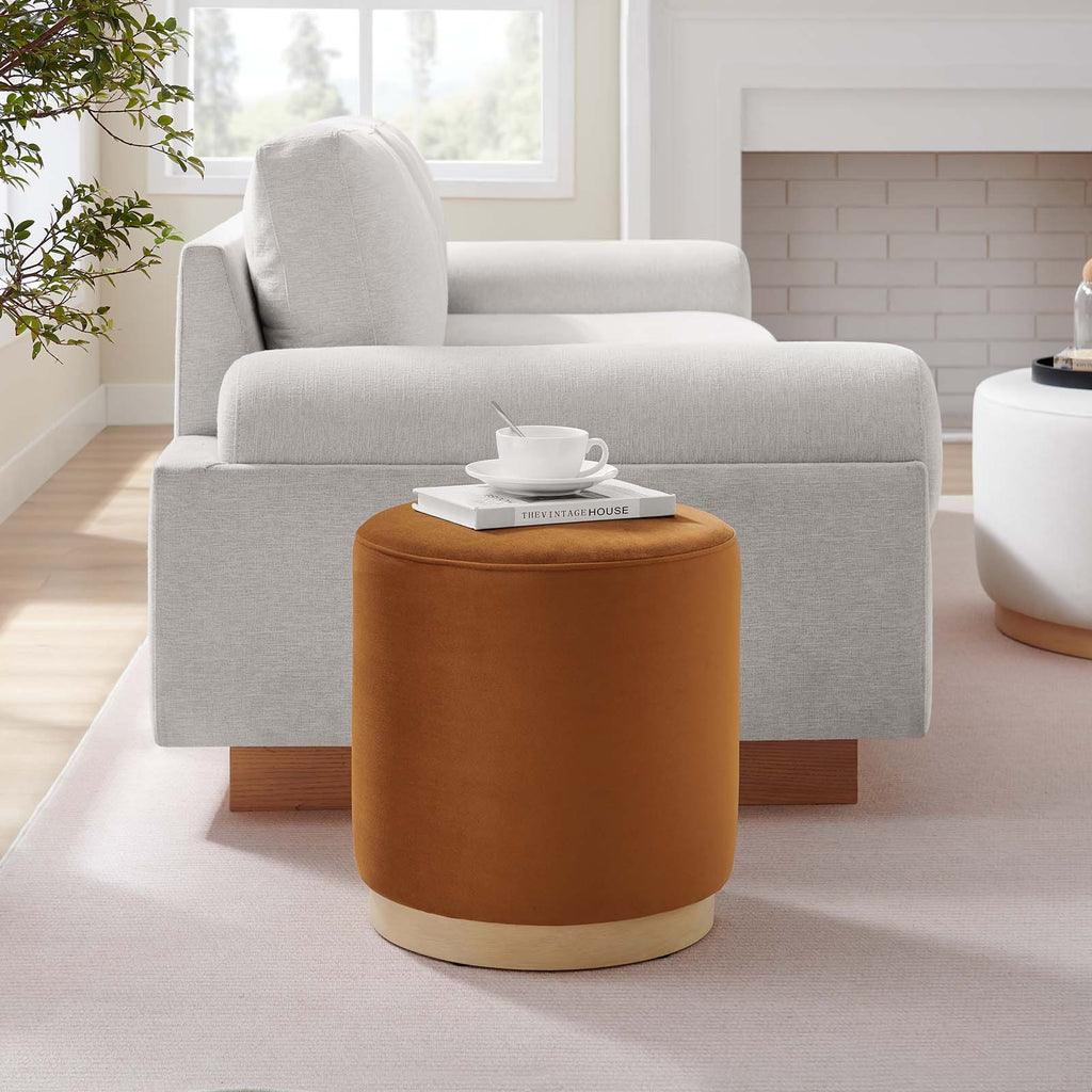 Modway Tilden 16" Round Performance Velvet Upholstered Ottoman FredCo