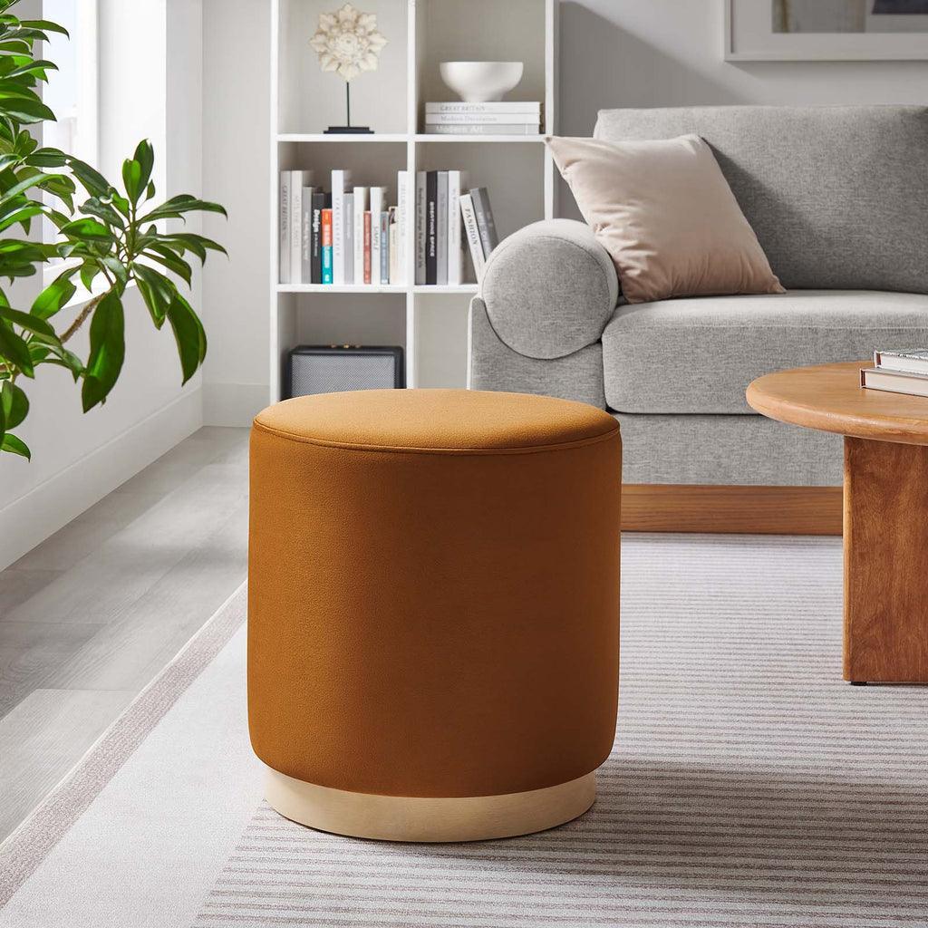 Modway Tilden 16" Round Performance Velvet Upholstered Ottoman FredCo
