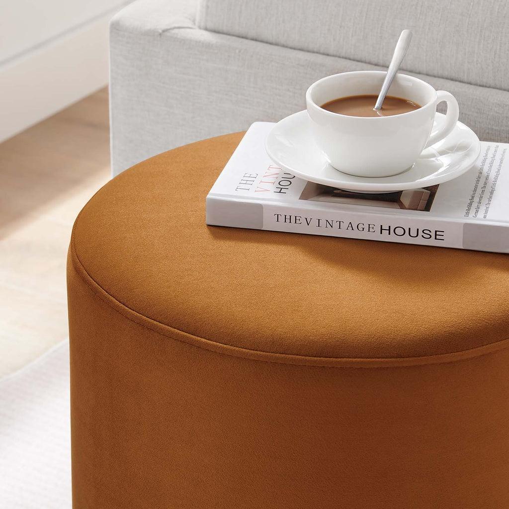Modway Tilden 16" Round Performance Velvet Upholstered Ottoman FredCo