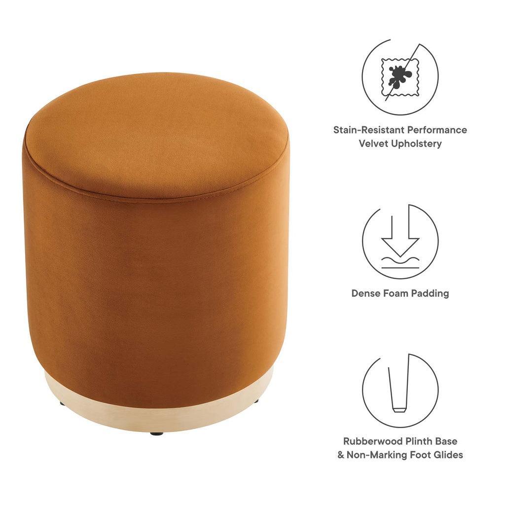 Modway Tilden 16" Round Performance Velvet Upholstered Ottoman FredCo