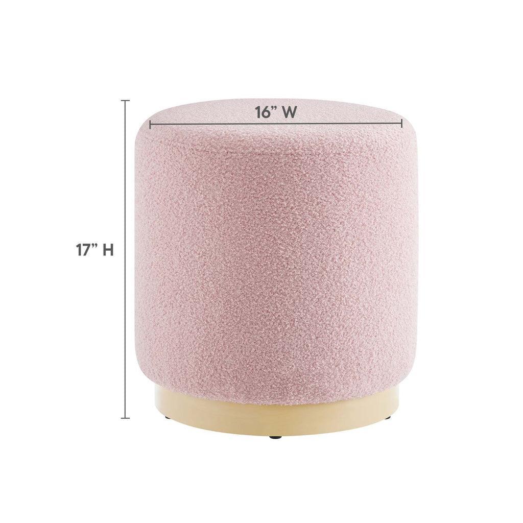 Modway Tilden 16" Round Sherpa Upholstered Ottoman FredCo